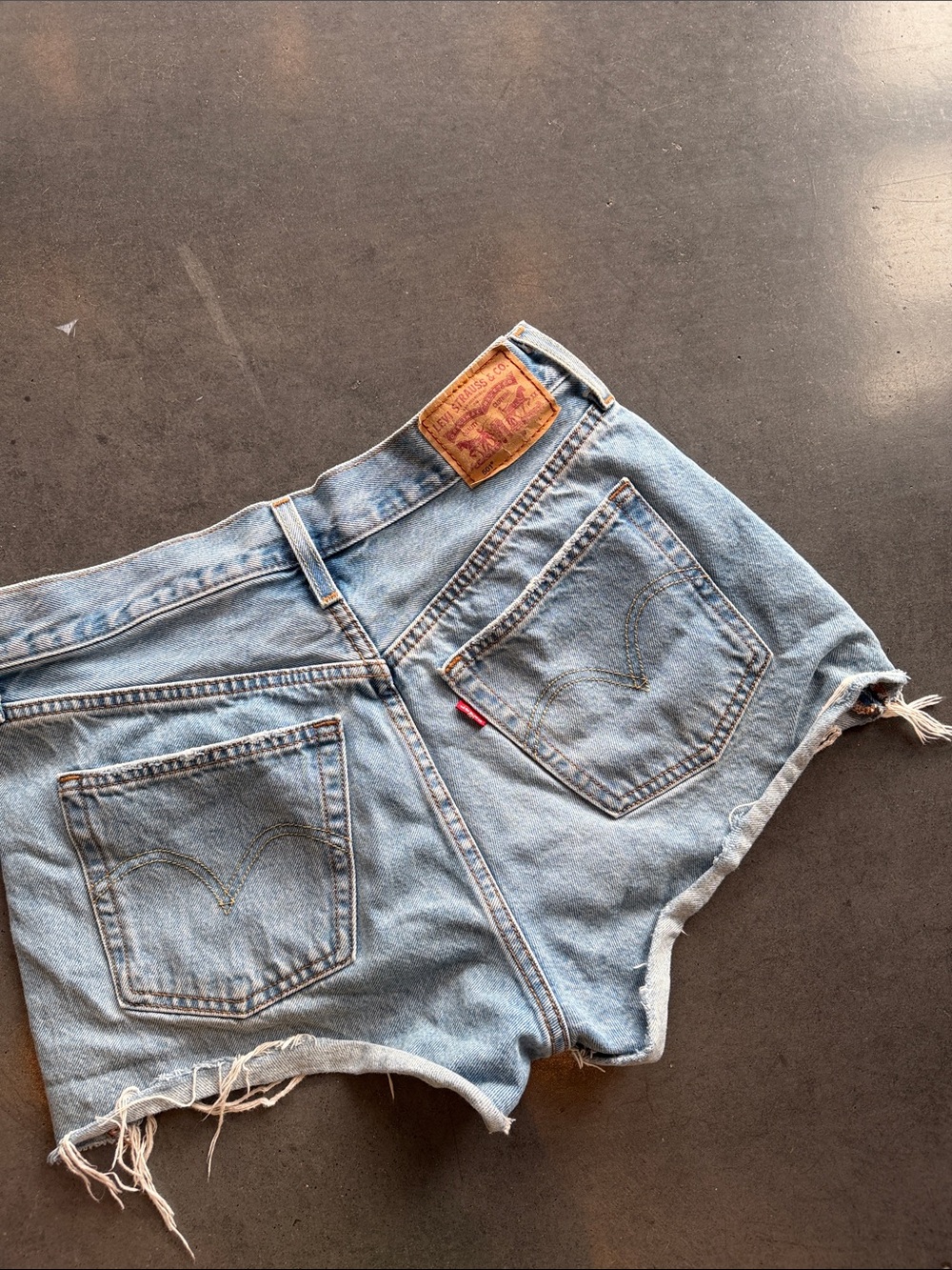Levi's Light Blue Denim Cutoff Shorts with Frayed Hem